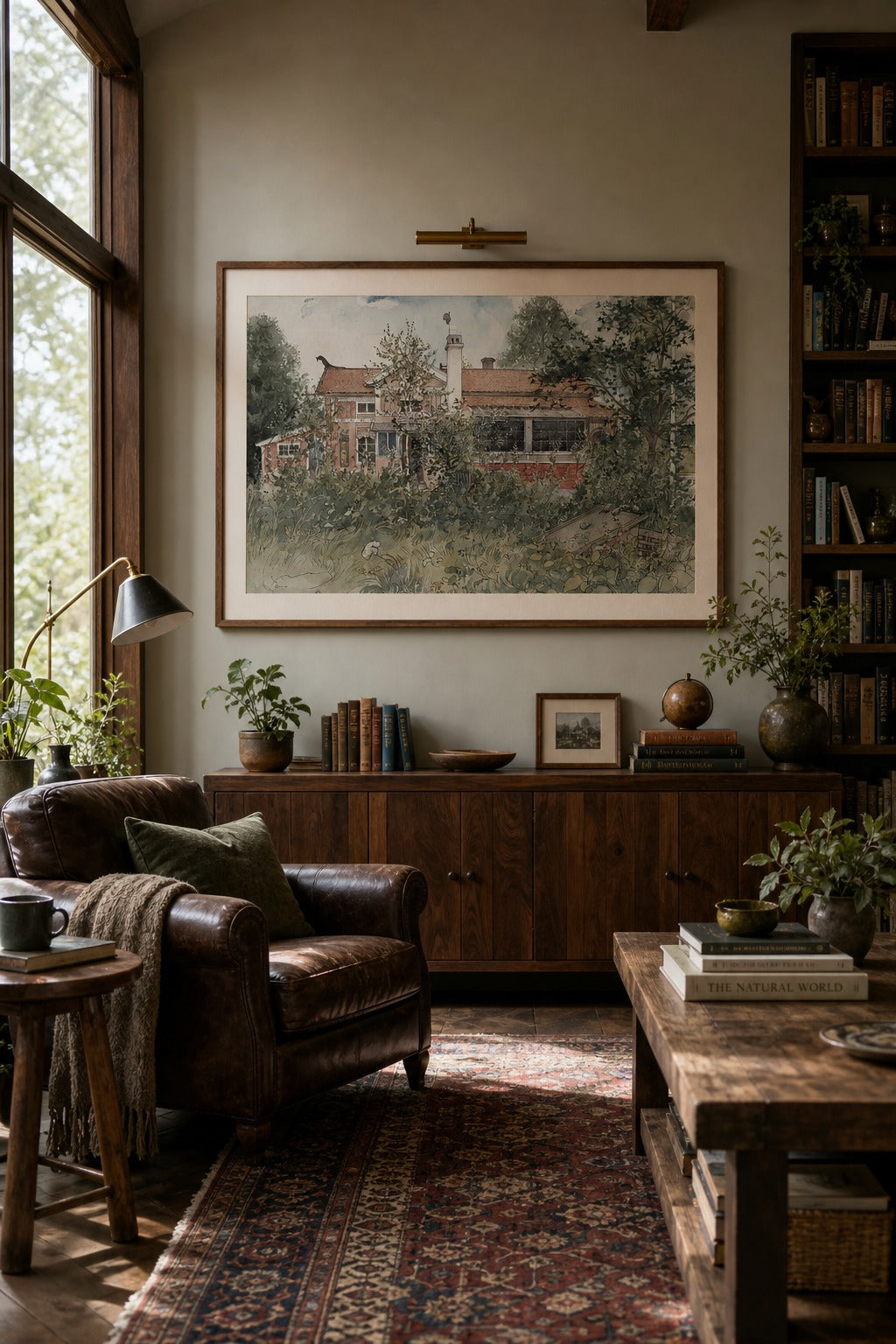 The Old House art print shown to scale on a wall