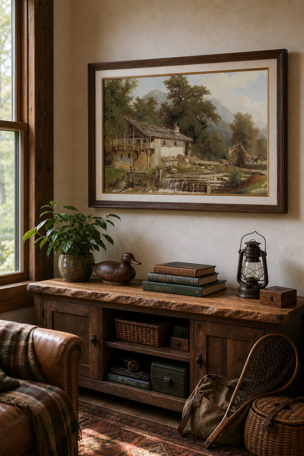 The Old Mill art print, close-up detail view