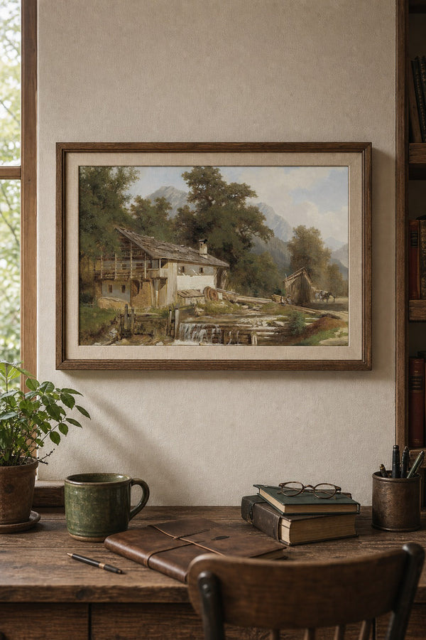 The Old Mill art print on white background