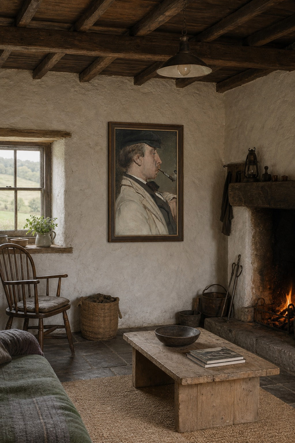 The Pipe Man art print displayed in a modern interior
