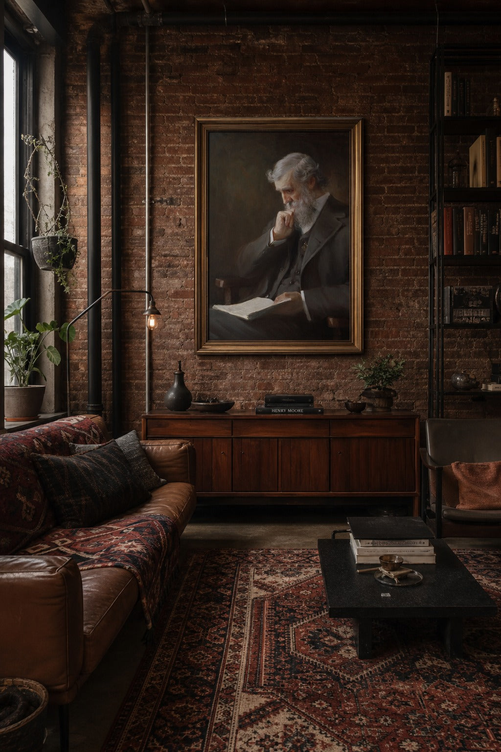 The Reader art print shown to scale on a wall