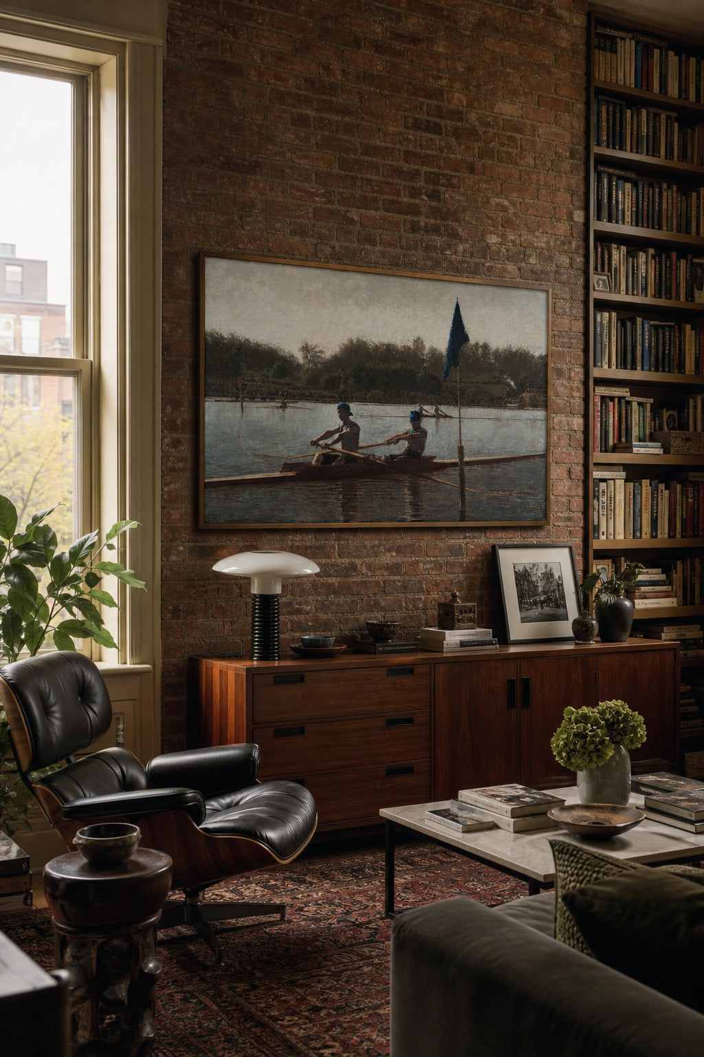 The Regatta art print shown to scale on a wall
