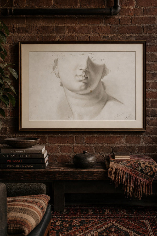 Unfinished art print on white background