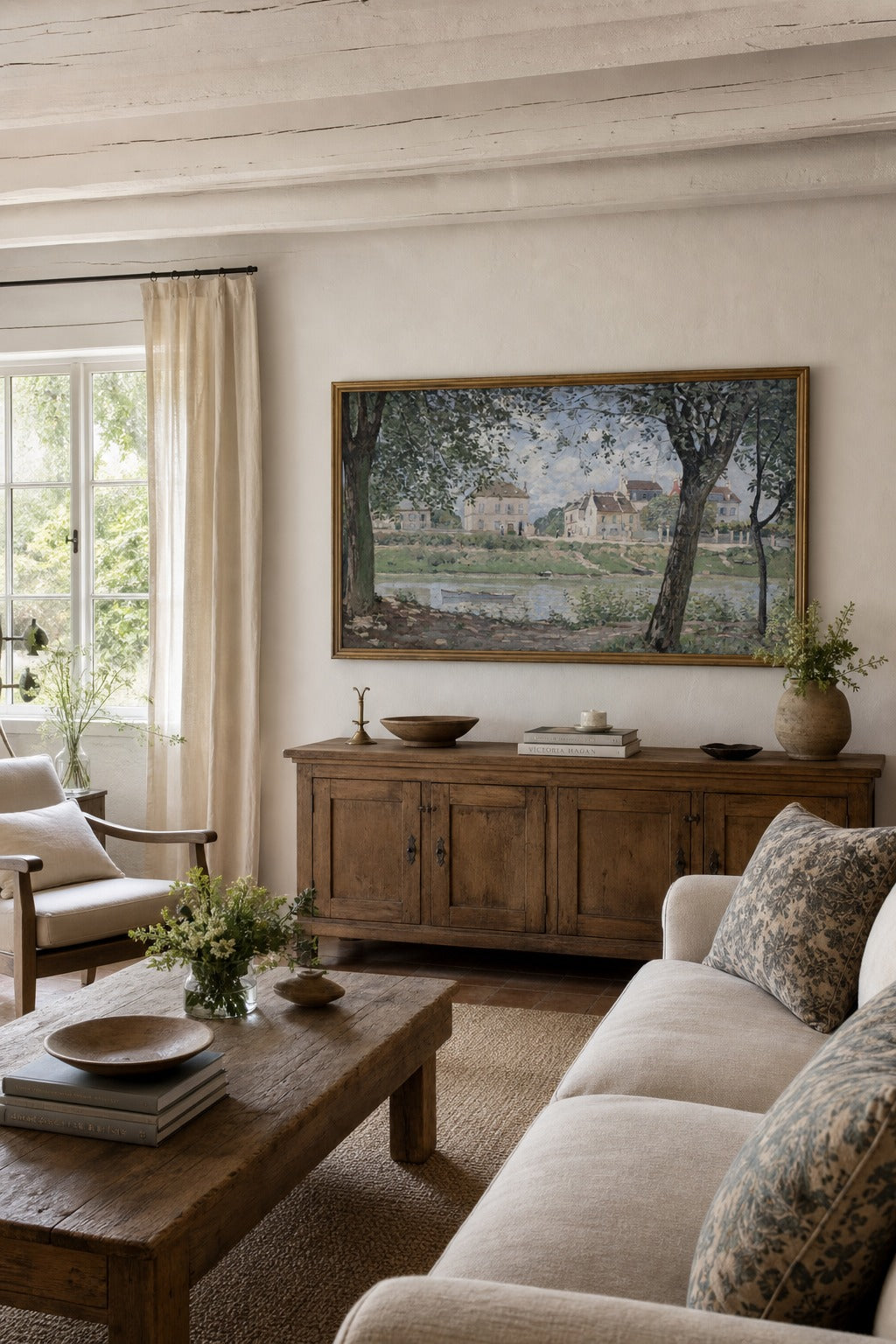 Village Reach art print shown to scale on a wall