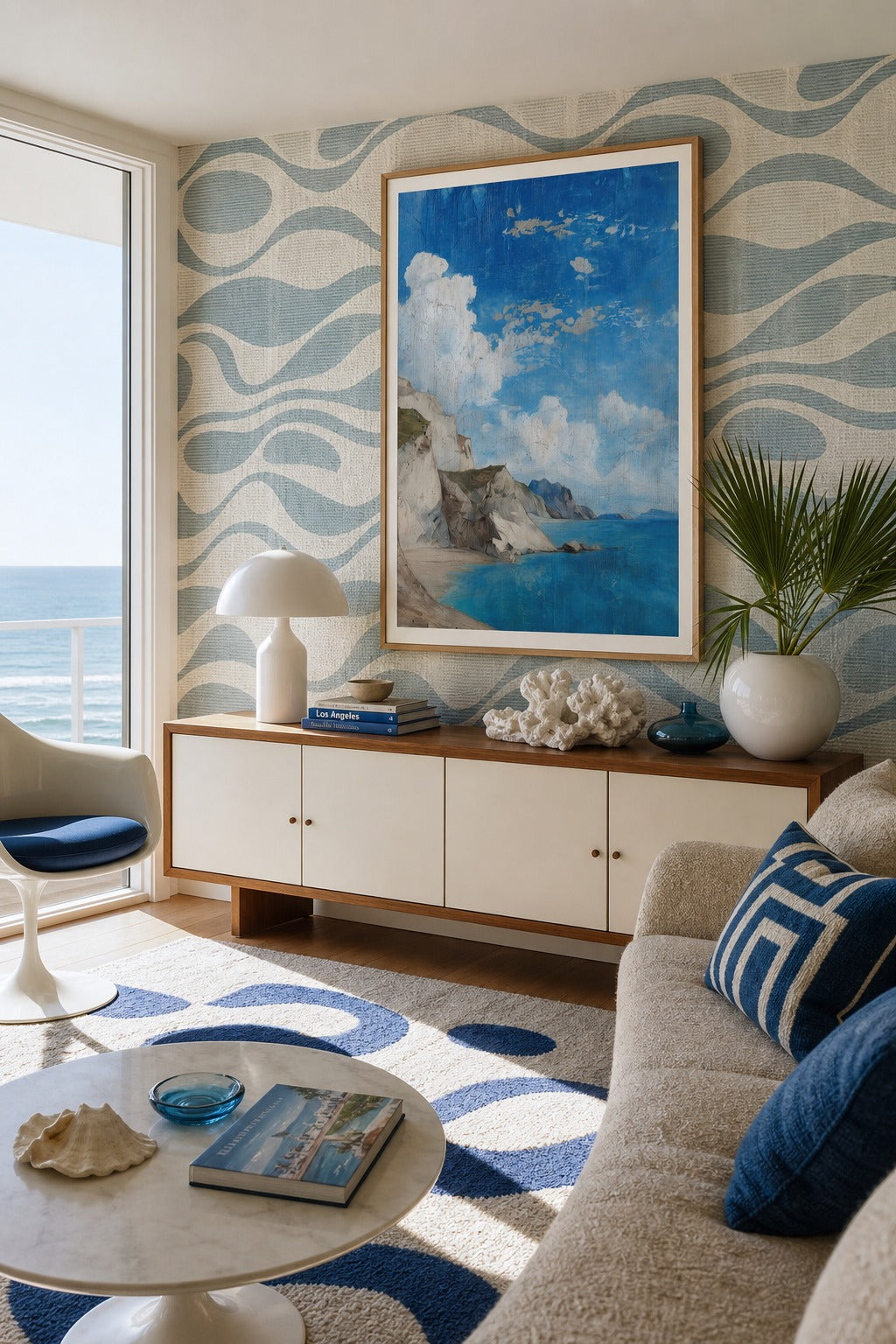White Cliffs art print shown to scale on a wall