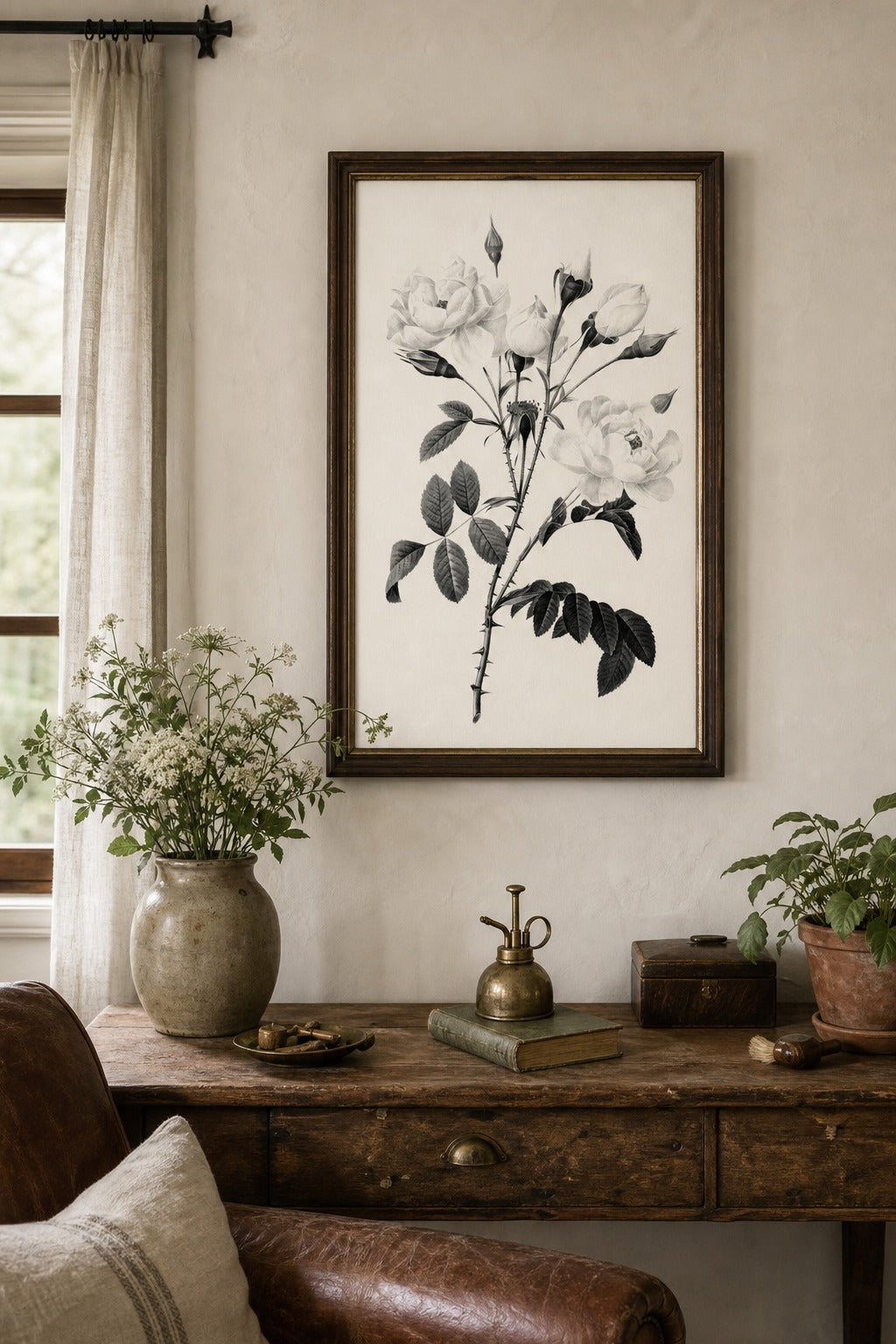 White Rose art print, close-up detail view