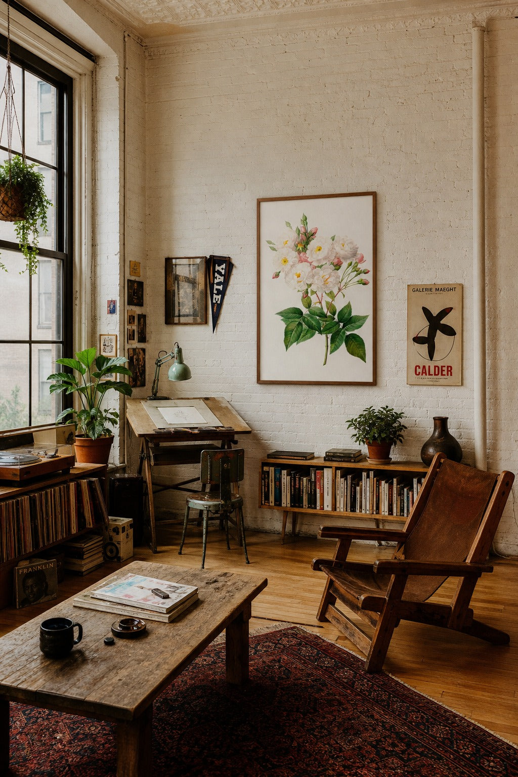 White Rose art print displayed in a modern interior