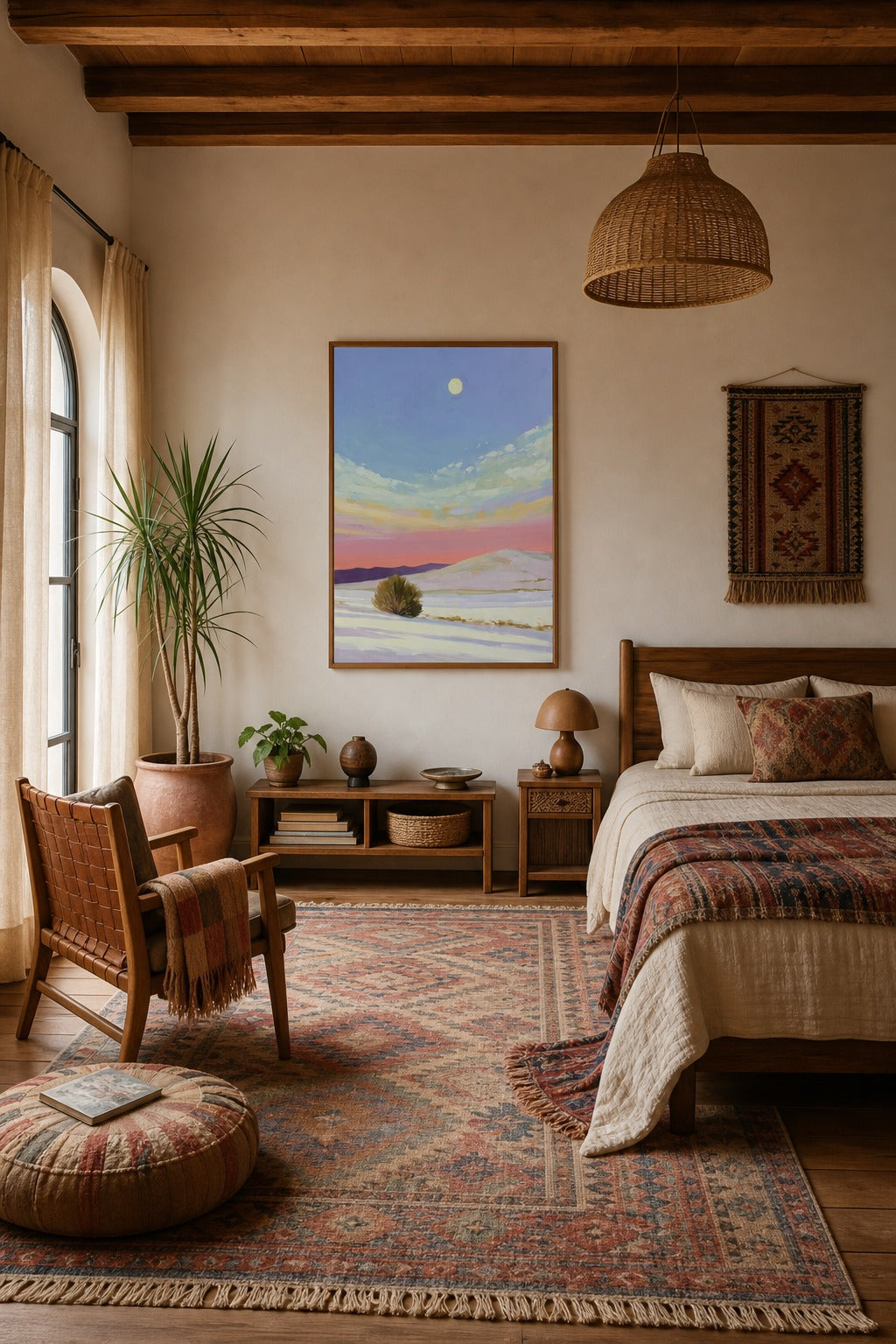 White Sands Moon art print displayed in a modern interior