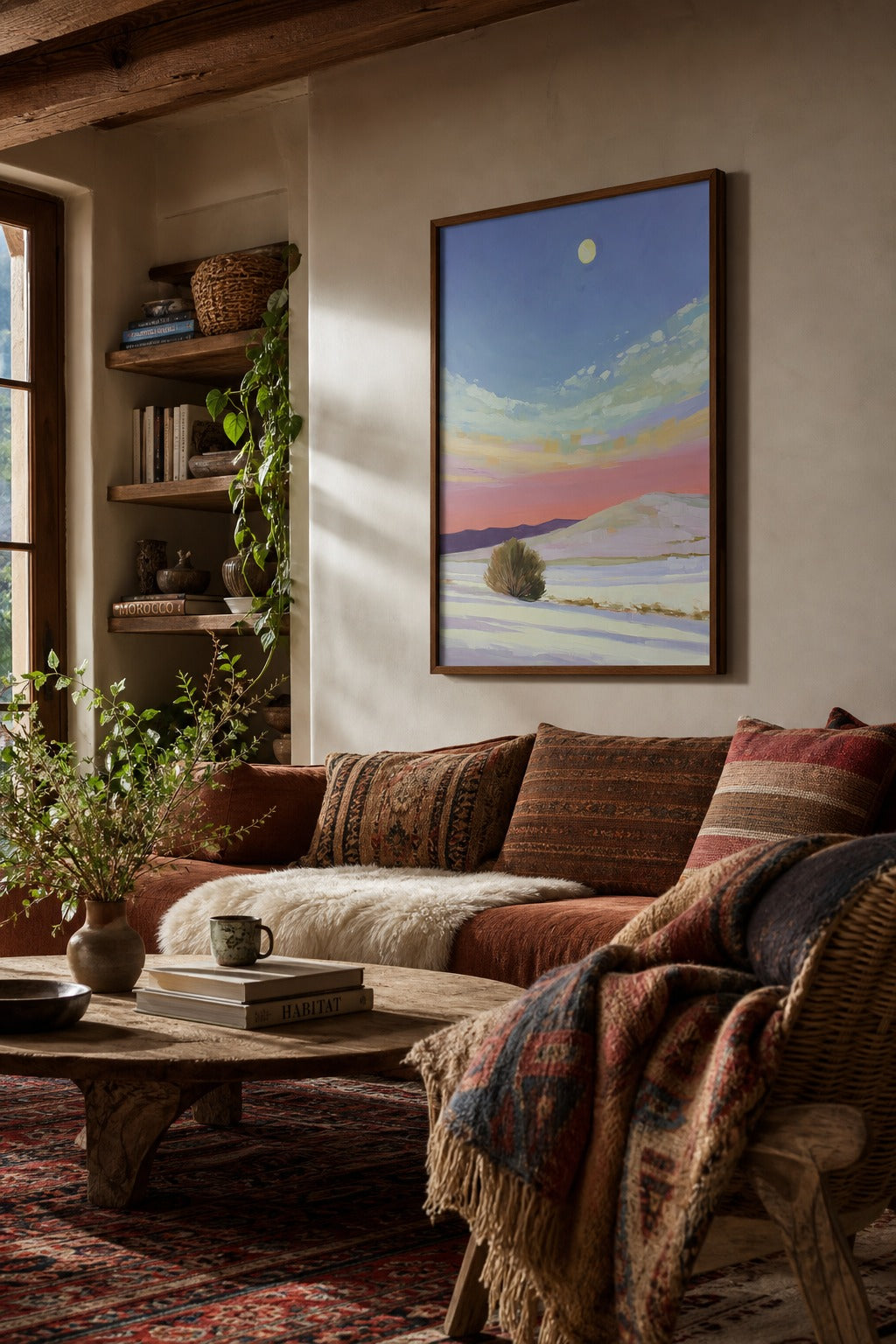 White Sands Moon art print, angled perspective view