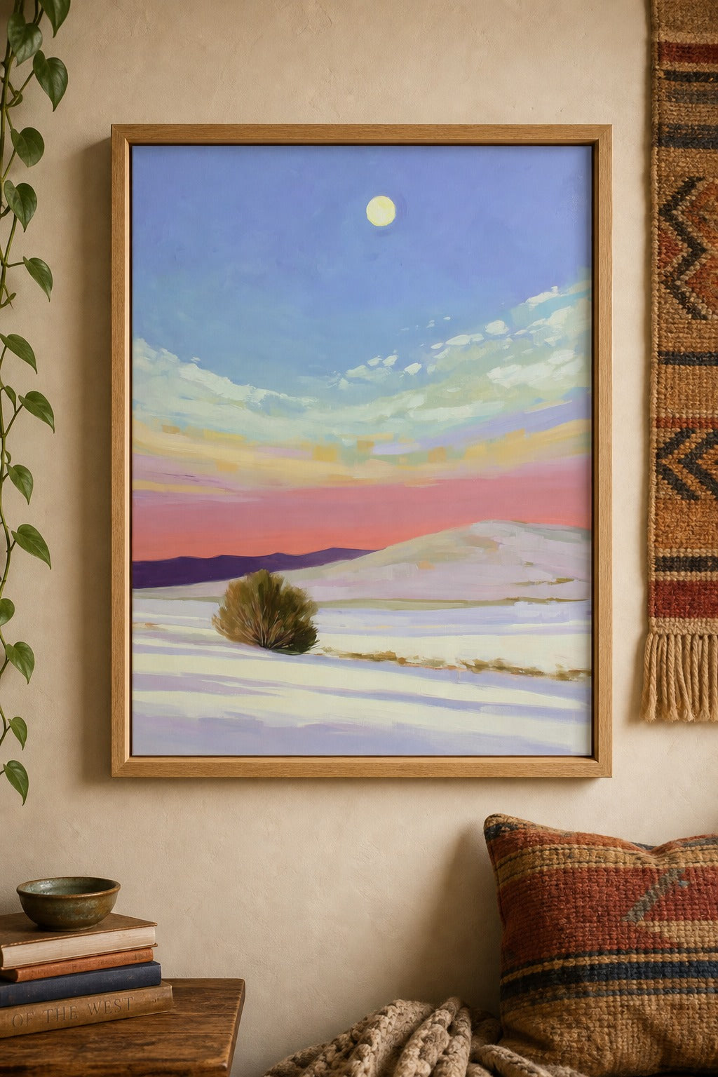 White Sands Moon art print on white background
