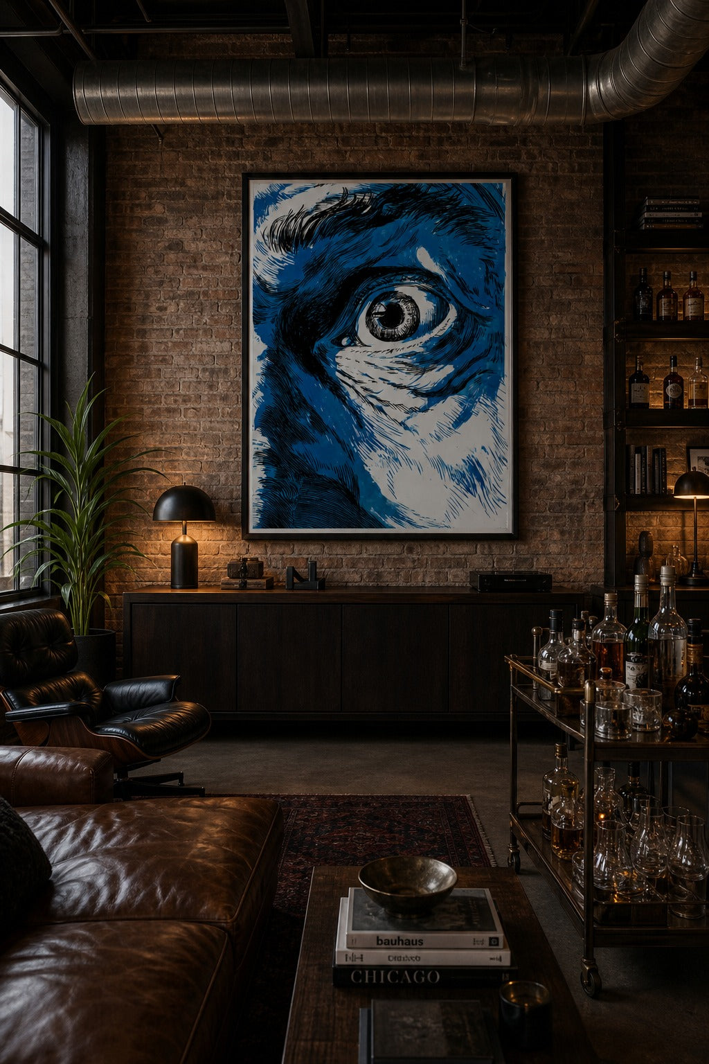 Wide Open art print shown to scale on a wall