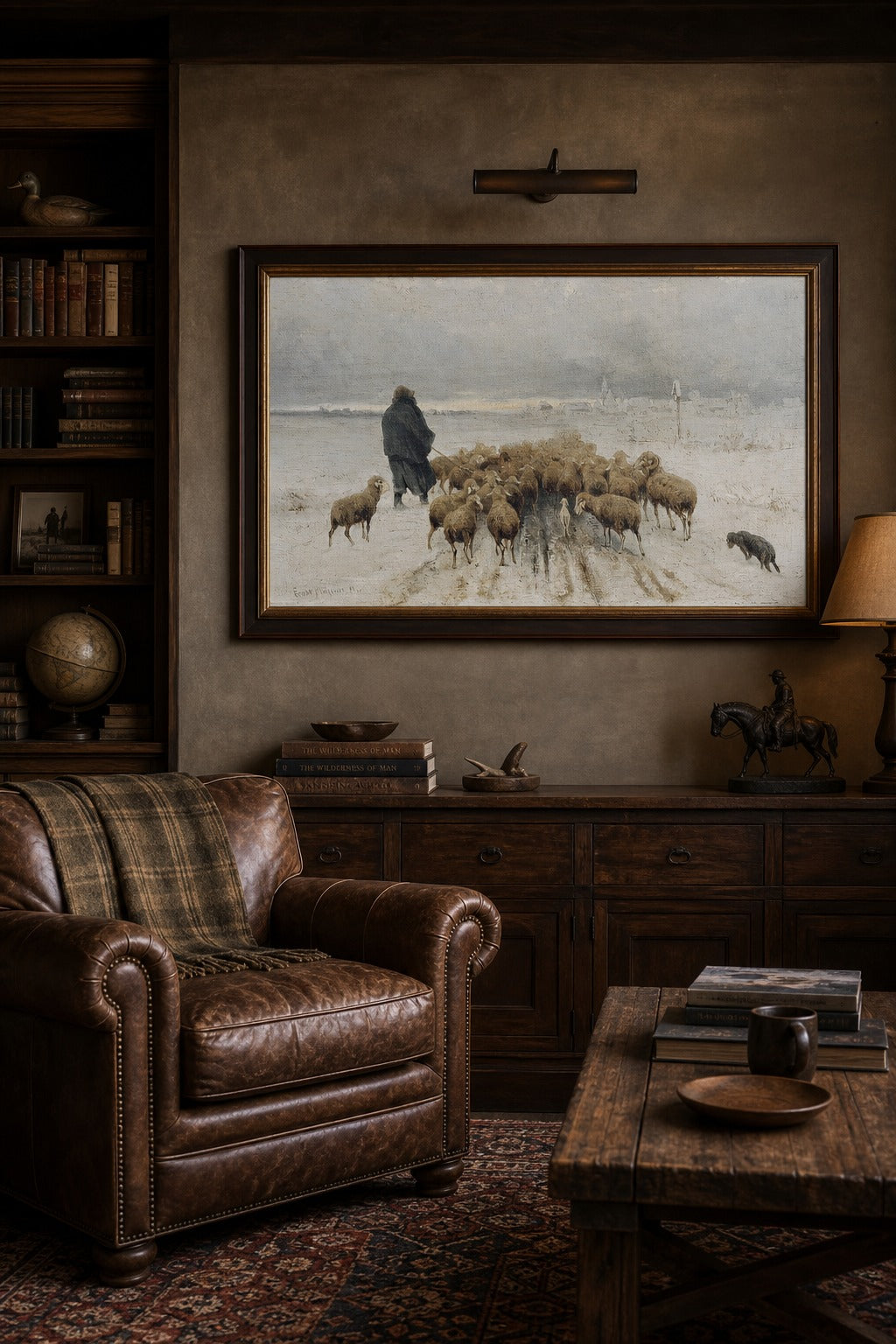 Winter Fold art print shown to scale on a wall