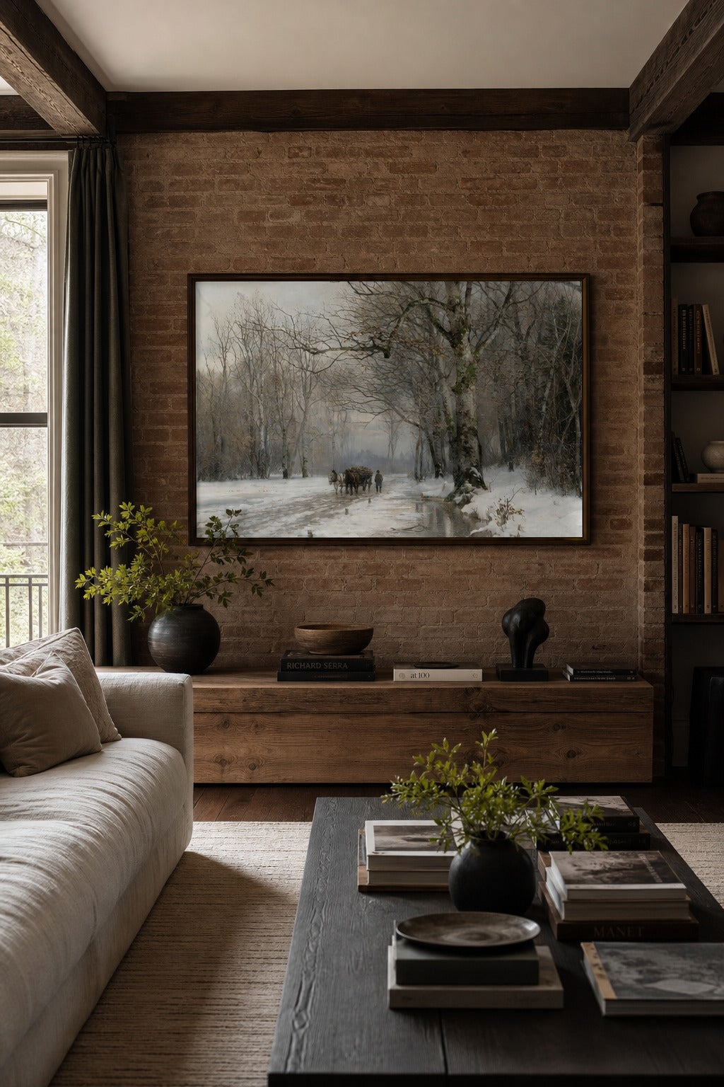 Winter Haul art print shown to scale on a wall