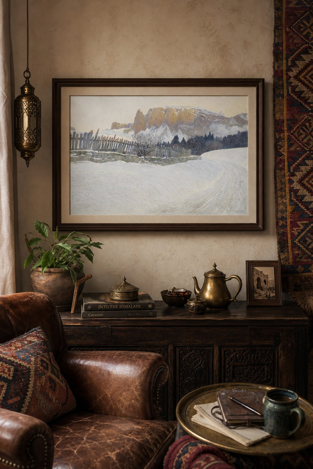 Winter Pass art print, close-up detail view