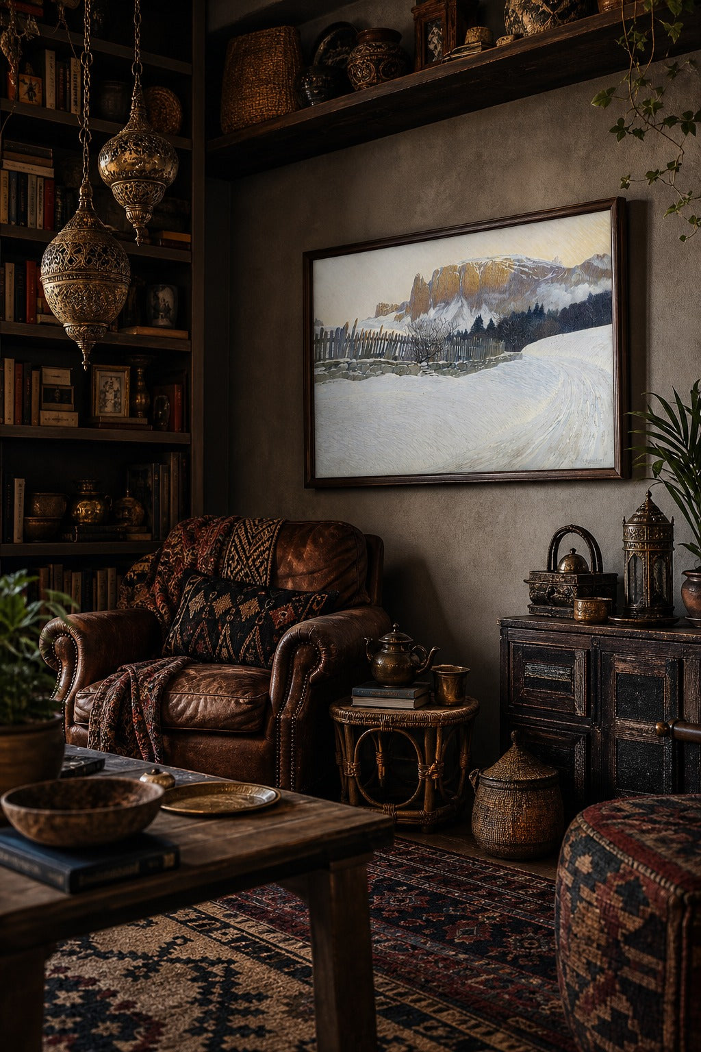 Winter Pass art print, angled perspective view