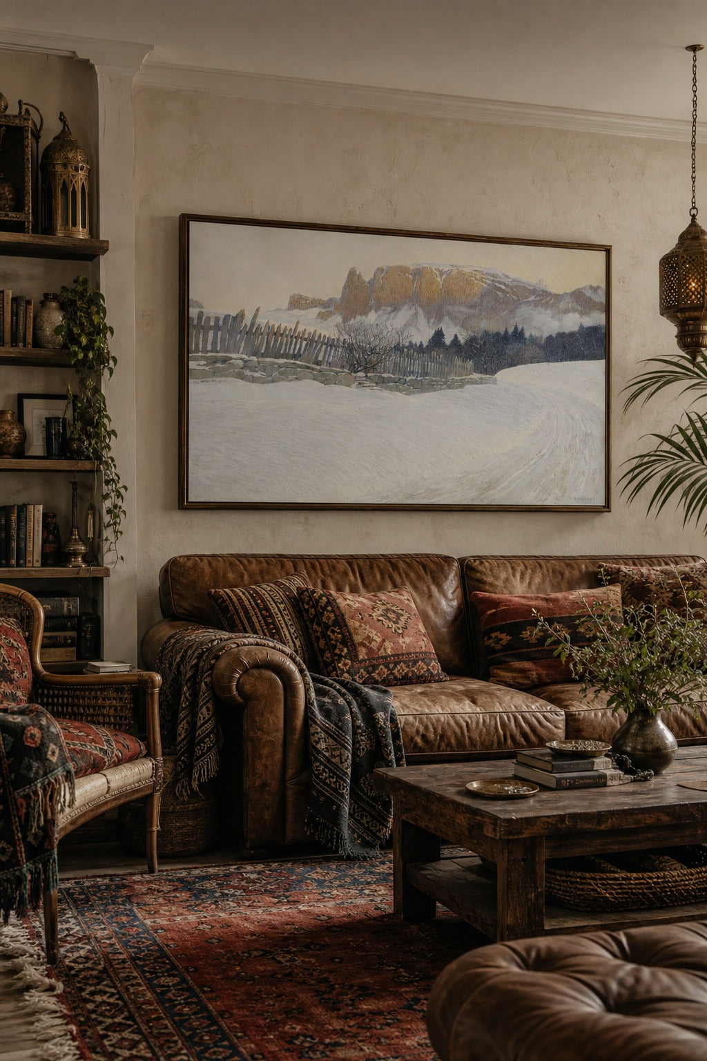 Winter Pass art print shown to scale on a wall