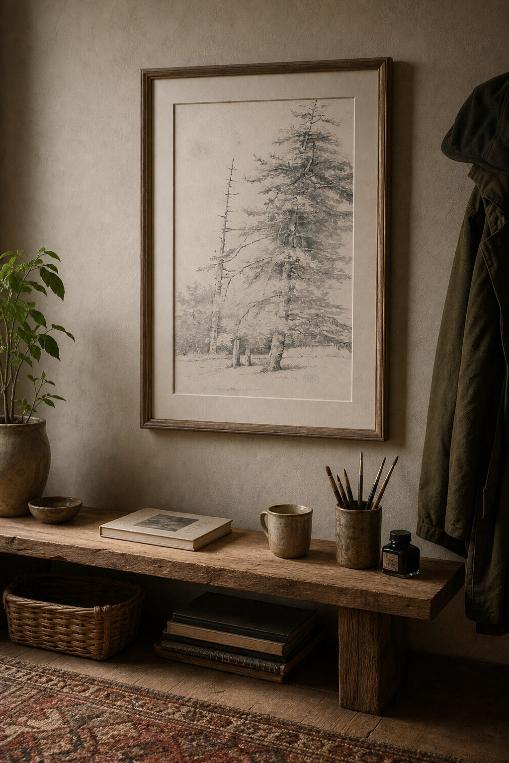 Winter Stand art print, close-up detail view
